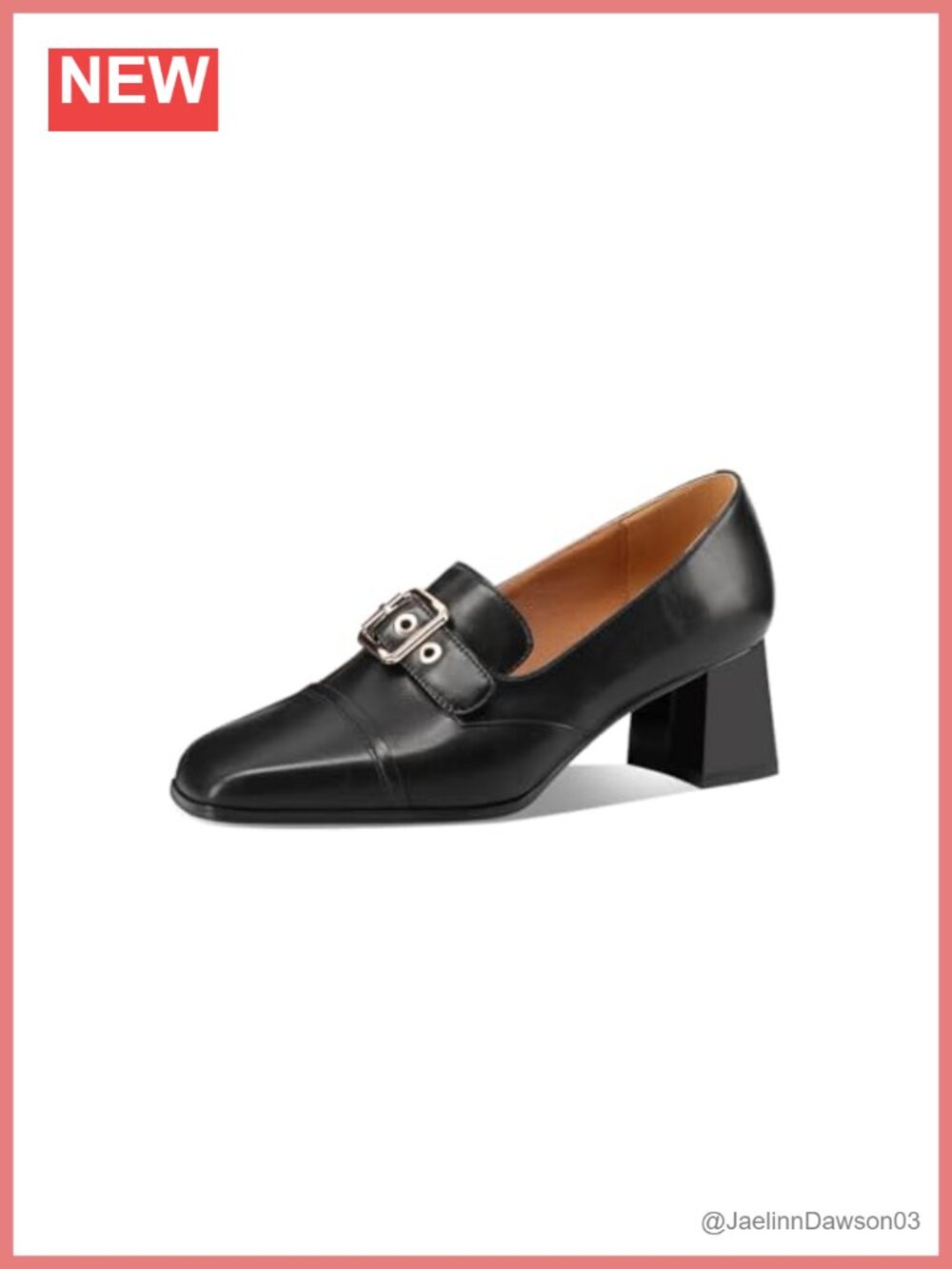 Genuine Leather Square Toe Chunky Heel Loafers Handmade Slip-On